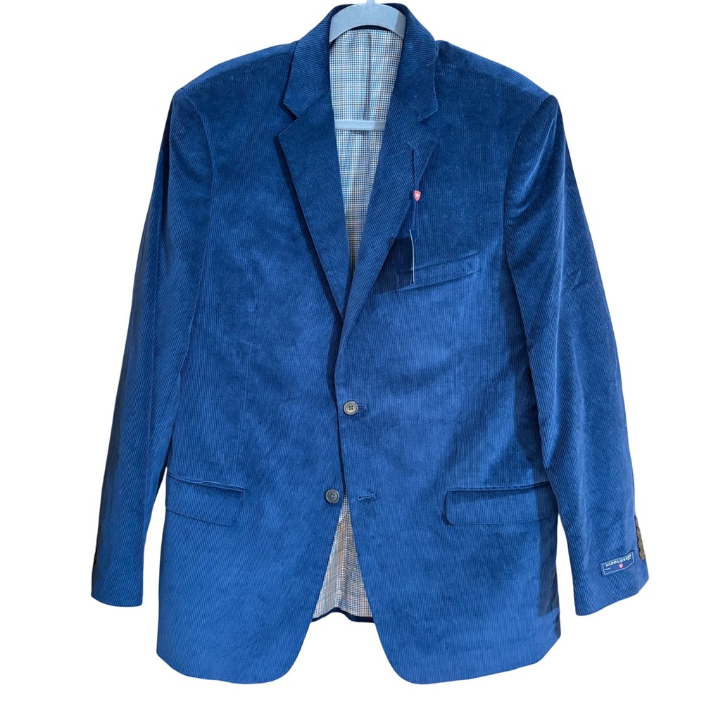 Saddlebred Mens Blue Corduroy Sport Coat Blazer 42L B2991J New with Tags